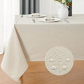 Rectangle 10 Feet Tablecloth 60x144 inch Linen Textured Table Cloth Stain and Wrinkle Resistant Washable Polyester, Decorative Table Cover Waterproof for Dining, Buffet and Camping, Beige