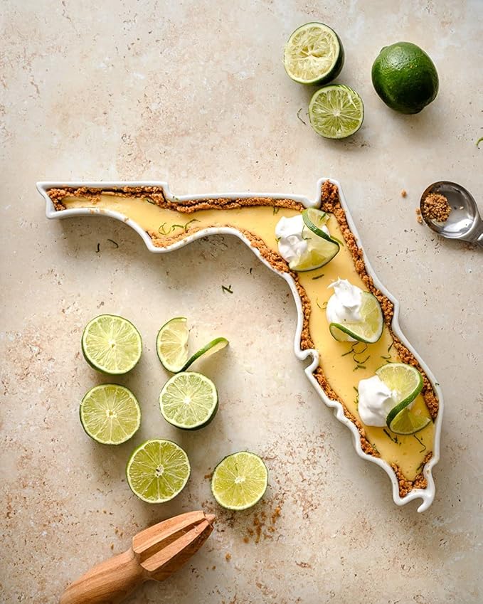 Florida Shaped Baking Dish Serving Platter or Decorative Tray Charming Porcelain Bakeware Oven Microwave and Dishwasher Safe