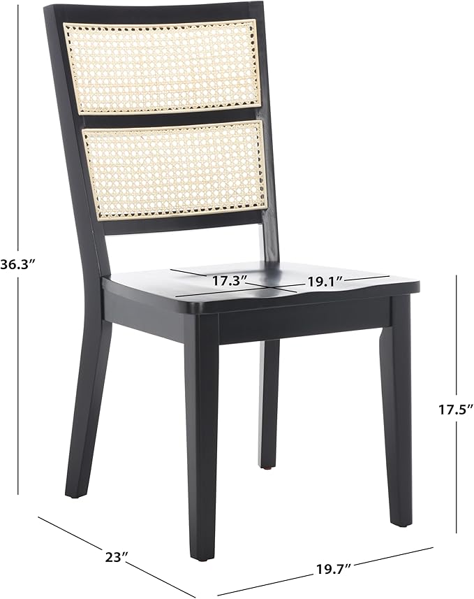 SAFAVIEH Home Collection Toril Coastal Black/Natural Dining Chair Set of 2