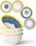 Yeacccng Cereal Bowls Set of 4, 27 Oz Colorful Cereal Bowls, 6.14 Inch Ceramic Soup Bowls for Soup, Cereal, Oatmeal, Fruit, Pasta, Scratch-Resistant, Lead-Free, Dishwasher & Microwave Safe