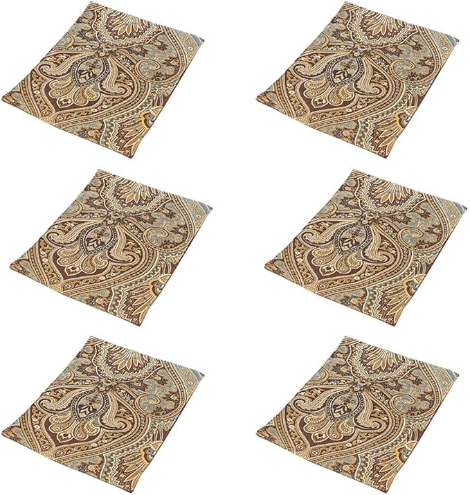 Luxury Retro placemats for Dinner Table Set of 6,Machine Washable Fabric Placemats Non-Slip Heat Resistant Indoor Dining Table mats placemats (Coffee, Set of 6)