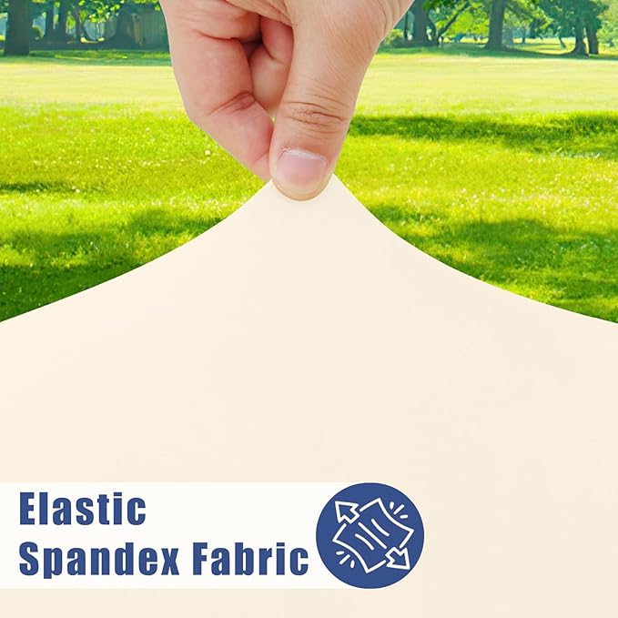 Round Spandex Tablecloth, Elastic Fitted Waterproof Tablecloths for 42"-50" Tables, Stretch Washable Picnic Table Cover for Camping, Dining, Indoor and Outdoor, Beige
