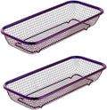 Kitchen Drawer Organizer, Stainless Steel Storage Container Metal Cabinet Storage Basket for Holding Silverware Kitchen Utensil, Pack of 2, Purple