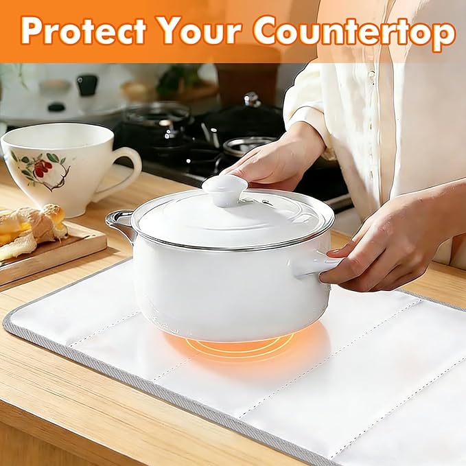 23×15.4 in Heat Resistant Mat for Food Warming Mats, Heat Resistant Mats for Countertop Reflects 95% of Heat, Waterproof and Oilproof Hot Pad With Non-slip Bottom for Air Fryer, Coffee Maker, Oven