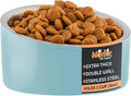 Master Pet Supply Stainless Steel Slanted Dog Cat Food Bowl - 8 oz Heavy Duty - Aqua Sky, Double Wall Insulated, Non-Slip Elevated Bowl for French Bulldogs Pugs Cats, Anti Rust Dishwasher Safe