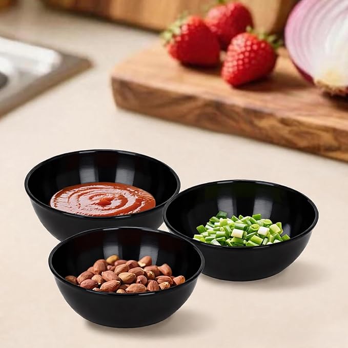 12 Pack 3.2 Inch Black Stainless Steel Dipping Bowls – Small Bowls for Dips, Soy Sauce, Condiments, Appetizers, Facial Bowl for Esthetician Use