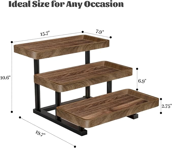 Serving Tray for Party, 3 Tier Cupcake Stand Tiered Tray Stand Large Serving Platter for Serving Food Dessert Table Display Set Reusable Trays for Candy, Veggie, Fruit, Snack