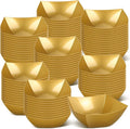 Sliner 100 Pcs Square Plastic Bowls Plastic Serving Bowls Disposable Chip Containers for Parties Snack Fruit Candy Containers for Candy Buffet Salad Bar Buffet Party Supplies(Gold,16 oz)
