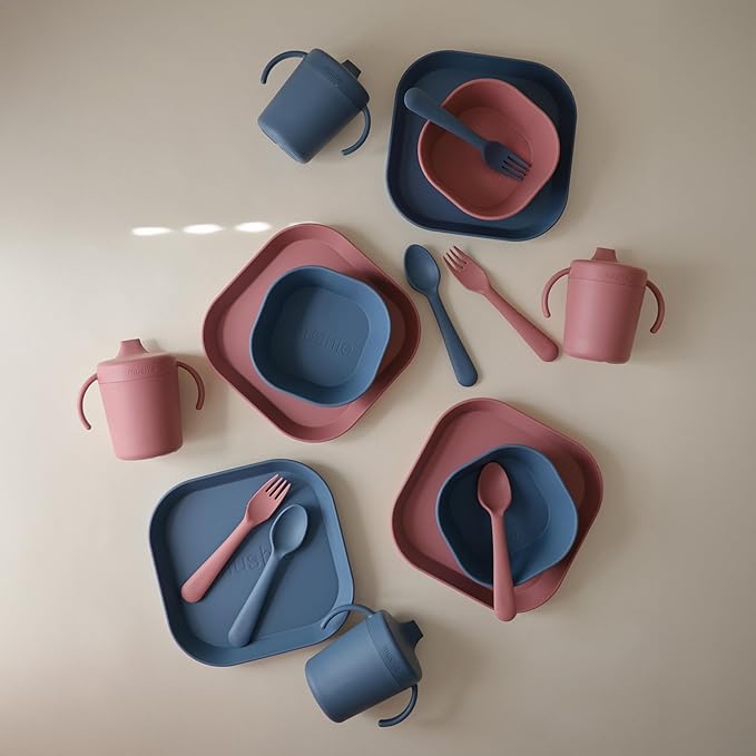 mushie Flatware Fork and Spoon Set For Kids | Made in Denmark (Twilight Blue)