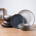 Famiware Venus Plates and Bowls Sets, 12 Pieces Stoneware Speckled Dinnerware Sets, Dishes Set for 4, Microwave and Dishwasher Safe, Matte Multi-color