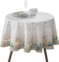 Maison d' Hermine Table Cloth Round Table 100% Cotton 63 Inches Fall Tablecloth Reusable Everyday Use for Thanksgiving Christmas Decorations Dining Farmhouse Party (Deer in The Woods)