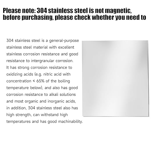 304 Stainless Steel Sheet - 2PCS 12" X 12" X 1/64" Thin Stainless Steel Plate 1/64 Inch Thickness with Protective Film Metal Sheets Stock Sheets for Kitchen DIY Crafting etc. (305 x 305 x 0.39 mm)