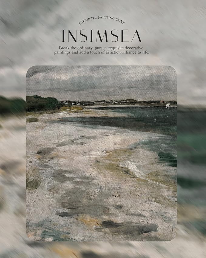 InSimSea Retro Gold Framed Wall Art, Home Room Coastal Storm Clouds Vintage Wall Decor, Canvas Print Artwork, Farmhouse Country Decor, Antique Picture Frame Landscape Paintings, 13x16 Inch