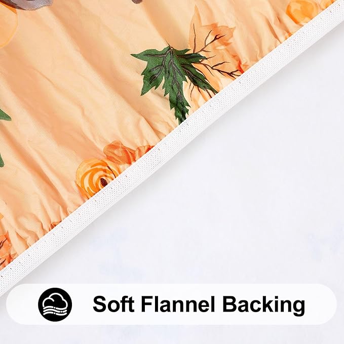 Smiry Plastic Thanksgiving Tablecloth, Pumpkin Wipeable Flannel Backed Vinyl Tablecloths for 8 Foot Tables, Waterproof Elastic Fitted Table Covers for Autumn Harvest, Parties (Orange, 30x96 Inches)