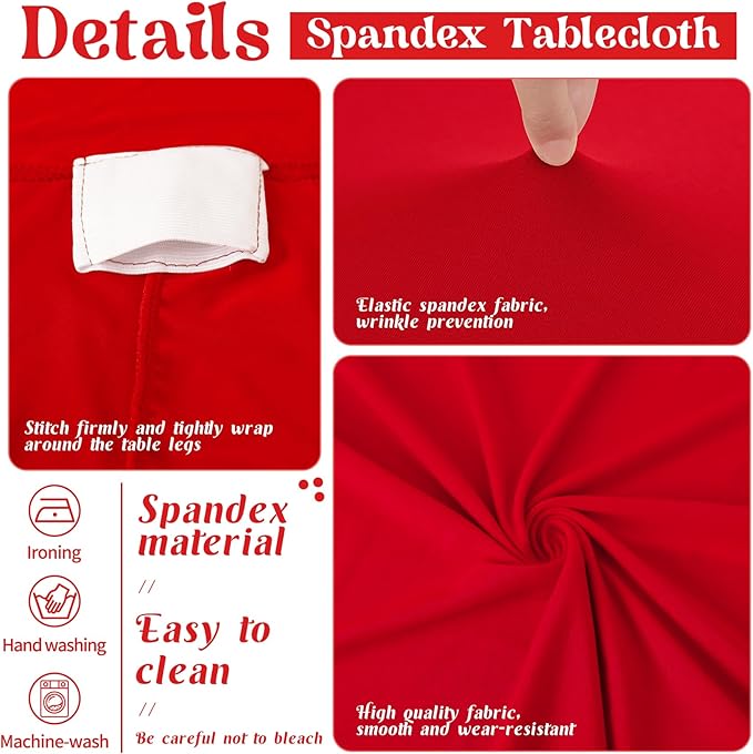 HAISIWLKJ 6 Pack Table Cloth 8ft Red Tablecloths for Rectangle Folding Table Spandex Fitted Stretch Cover Wrinkle Resistant Washable Protector for Party, Wedding, Banquet, Festival.