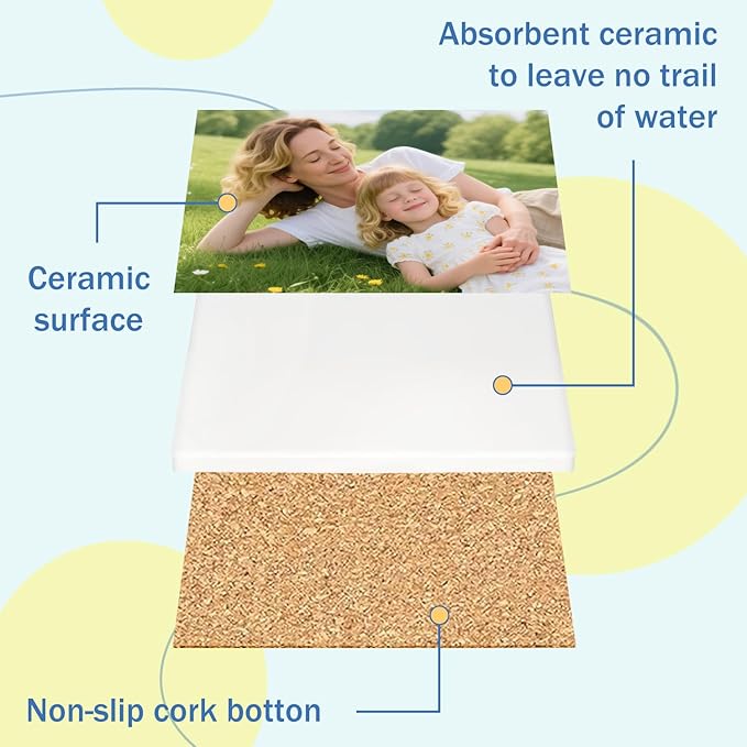 Custom Ceramic Coaster, Personalized Non-Slip Coasters for Crafts, Customized DIY Absorbent Drink Coasters with Text Logo Image, Cork Base for Office, Bar, Kitchen, Halloween