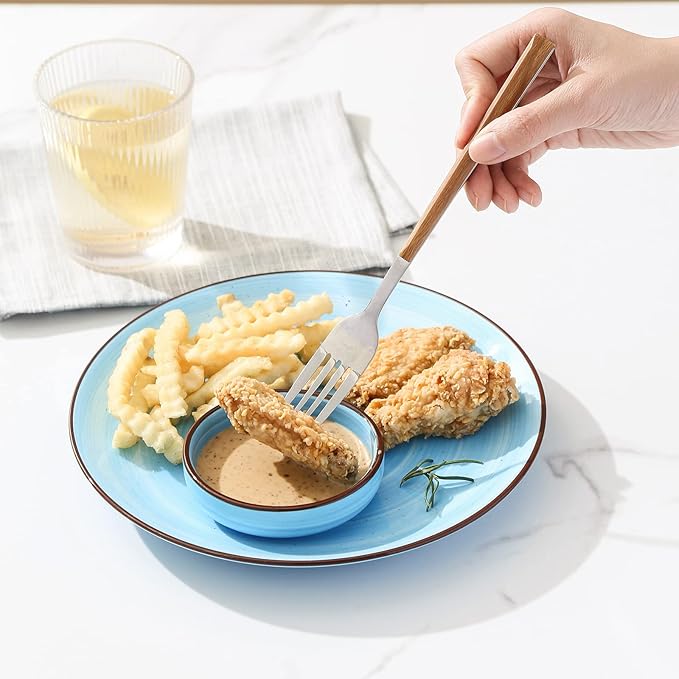 Selamica Ceramic 2.5 OZ Soy Sauce Dish Dipping Bowls Set of 6, 3.3 Inch Small Side Dish Pinch Bowls, Mini Bowls for Condiment, Ketchup, BBQ, Sushi, Gradient Blue