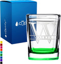 Personalized Square Shot Glasses Green Bottom 2oz Engraved Initial and Name Custom Gifts, Weddings, Birthdays, Party, Event, Decorations