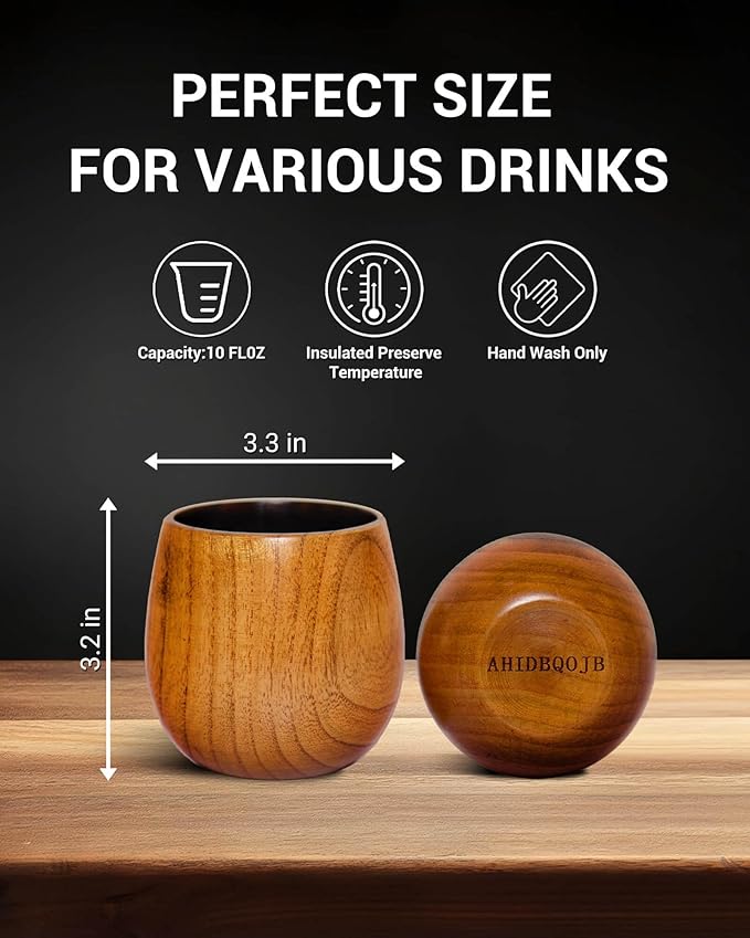 Wooden Bourbon Drinking Glass - Charred Wooden Whiskey Cup - Whiskey Glass for Men - Bourbon Gifts for Men Who Have Everything - Birthday Gifts for Dad Husband Boyfriend or Brother (1 Pack)