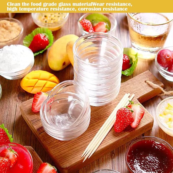 Set of 8 Clear Glass Mixing Bowls - 3.5 Inch Nesting Prep Bowls for Salad, Cereal, Ice Cream, Pasta, and Fruits - Perfect for Kitchen Use