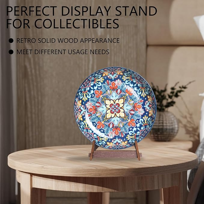 Plate Stands for Display,6 Inch wooden Plate Holder Display Stands,Frame holder stand for Book, Picture,plaque, Decorative Plate, Photo and Platter, Tabletop Art.(2 Pack )
