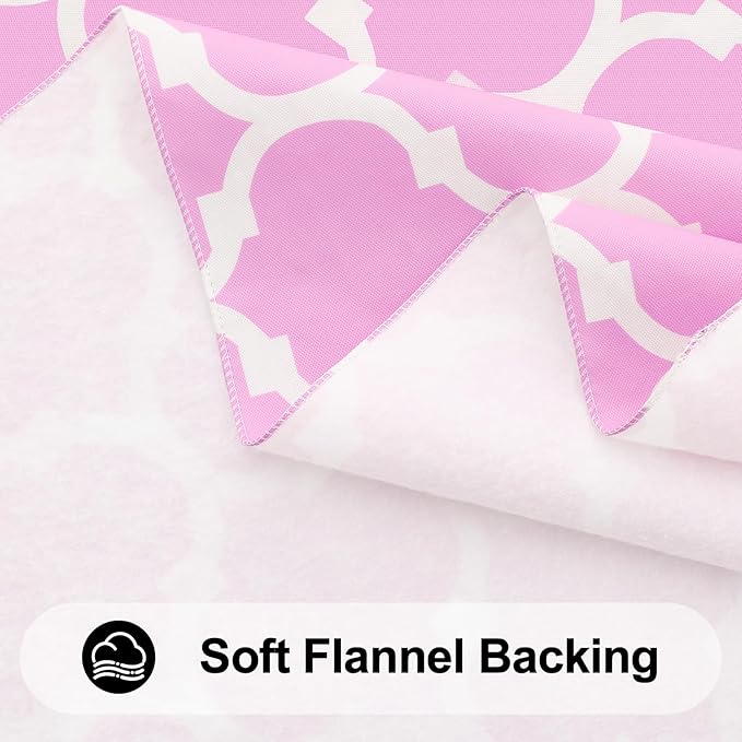 Smiry Rectangle Table Cloth, Waterproof Vinyl Tablecloth with Flannel Backing for Rectangle Tables, Wipeable Spillproof Plastic Tablecloths for Dining, Camping, Indoor and Outdoor, (54"x78", Pink)