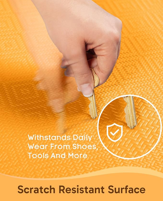 Ophanie Kitchen Mats for Floor, 3/4 Inch Thick Kitchen Rugs, 20''x32'' Anti Fatigue Standing Cushioned Mat, Waterproof,Comfort Ergonomic Mat for Office, Home, Sink,Orange Non-Slip Bottom