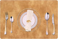 Faux Leather Placemats with Rounded Corners Set of 6,Washable&Wipeable Place Mats,Waterproof&Heat-Resistant Table Mats, Good for Kitchen and Kids-Khaki