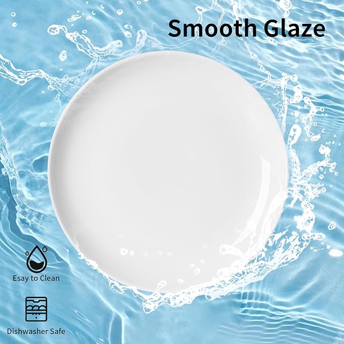 7 Inch Ceramic Dessert Plates Set of 12, White Round Appetizer Plate with Rim, Porcelain Small Dinner Plates for Snacks, Side Dishes, Fruit, Microwave Oven and Dishwasher Safe