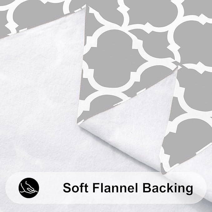 Smiry Square Table Cloth, Waterproof Vinyl Tablecloth with Flannel Backing for Square Tables, Wipeable Spillproof Plastic Tablecloths for Dining, Camping, Indoor and Outdoor (54"x54", Light Grey)