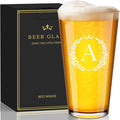 Personalized Beer Glasses Gifts for Men, 16 oz Pint Glasses Monogrammed A-Z Drinking Glass Cups Customized Gift, Unique Christmas Anniversary Birthday Gifts for Men Him Dad Brother Husband Grandpa (A)