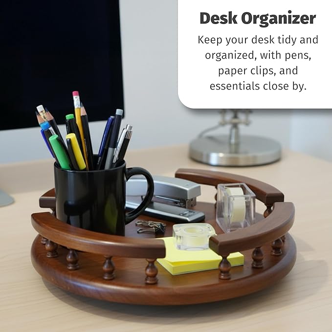DutchCrafters Solid Wood Lazy Susan Turntable, Rotating Spice Organizer for Kitchen Counter, Dining Table - Amish American Made in USA (Cherry Wood, Michael's Cherry Stain, 12" with Rail)