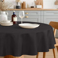 JIUZHEN Round Tablecloth Linen Textured Wrinkle Stain Resistant Farmhouse Table Cloth Decorative Fabric for Kitchen, Dining, Party, Wedding,Outdoor Use,45 Inch Round,Black