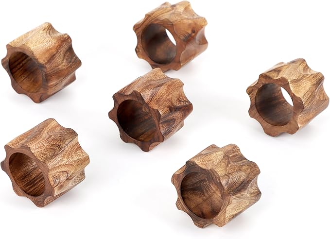 ALPHA Living HOME Napkin Rings Set of 12 for Dinner Parties, Weddings Receptions, Family Gatherings, Everyday Use - Set Your Style with Daily Use Table Décor Accessories (Brown)