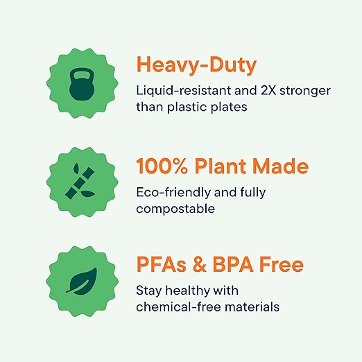 100% Compostable Paper Plates 10 Inch Bulk [500 Count] Heavy-Duty Dinner Plates with Compartments - Natural Brown Color Bagasse - Eco-Friendly Disposable Biodegradable Sugarcane - [Case 4/125 Pack]