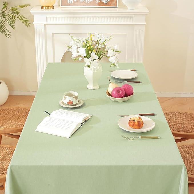 JIALE Spring Tablecloth, Heavy Duty Linen Style Textured Table Cloth Rectangle Tables, Wrinkle-Free Washable Waterproof Table Cover for Kitchen, Dining, Parties, 55"x55", Sage Green
