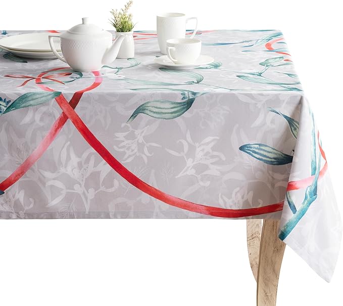 Maison d' Hermine Table Cloth Rectangle Table 100% Cotton 60 x 90 Inches Fall Tablecloth Reusable Everyday Use for Thanksgiving Christmas Decorations Dining Farmhouse Party (Enora)