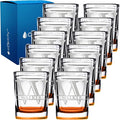 Personalized Square Shot Glasses Set of 12 Orange Bottom 2oz Engraved Initial and Name Custom Gifts, Weddings, Birthdays, Party, Event, Decorations