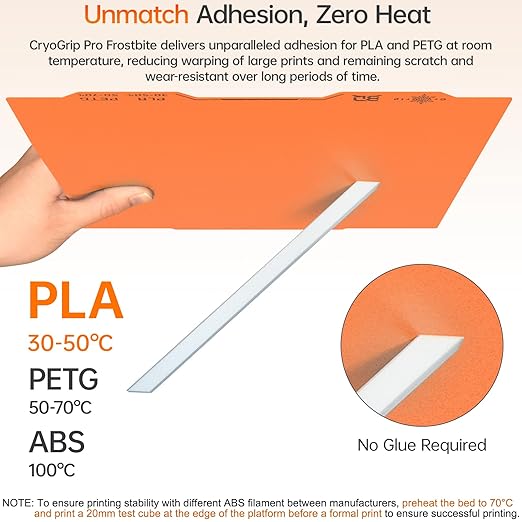 BIQU Cryogrip Pro Frostbite Matte Orange Cold Build Plate for Prusa XL 3D Printer 365x380.75MM Double-Sided Upgrade Room Temperature Print Removable Surface Platform