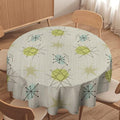 Mid Century Retro Round Tablecloth, Modern 1950s Style Abstract Geometric Vintage Print Tablecloth for Home Party Dining Room Kitchen Decor 60Inch(152cm)