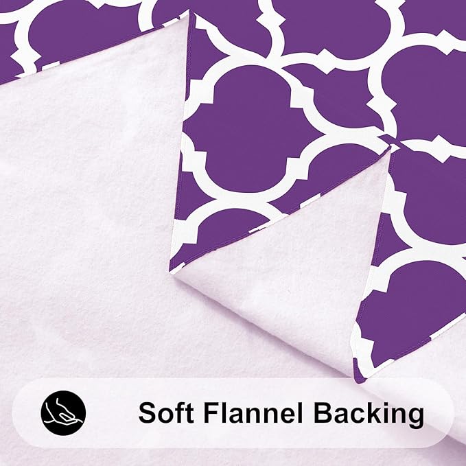 Smiry Rectangle Tablecloth, Waterproof Vinyl Tablecloths with Flannel Backing for Rectangle Tables, Wipeable Spillproof Plastic Tablecloth for Dining, Camping, Indoor and Outdoor (60"x84", Purple)