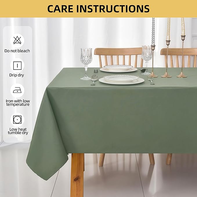 6-Pack 60x60 inch Sage Green Table Cloths, Solid Stain and Wrinkle Resistant Tablecloth, Premium Plain Weave Polyester Fabric Rectangle Table Linen Covers for Hotel, Banquet