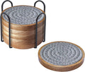 6 Pack Coasters for Drinks Absorbent, 4.3 inches Cute Coasters for Kitchen, Farmhouse, Bar, and Office (Gray)