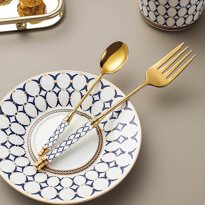 10-piece Silverware Set With Ceramic Handle, Premium Food Grade Stainless Steel Flatware Sets, Mirror Polished Cutlery Set, Dishwasher Safe (for 2 People)