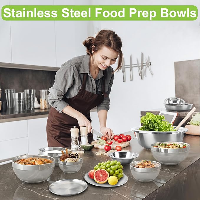 Stainless Steel Bowls, 6 Pack 4.5in 12.8oz 380ml Mini Small SUS304 Double Wall Insulated Stackable Metal Eating Bowl Containers for Serving Snacks Ice Cream Soup Cereal Food Rice Salad