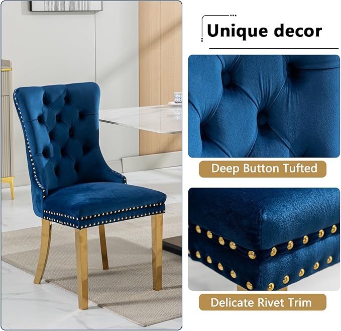 9 Piece Glass Dining Table Set,70" Dinner Room Glass Table Set for 8,Modern Kitchen Dinner Table Set with Stainless Steel Base and 8 Upholstered Velvet Dining Chairs for Living Dining Room