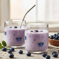 Icon Juice Glasses, 14oz Stemless Wine Drinking Juice Glass Cup for Valentine Party Supplies Gift(2 Pcs,Blueberry)