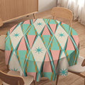 Mid Century Round Tablecloth, Vintage Bohemian Modern Mid-Century 50s 60s Print Tablecloth for Home Party Dining Room Kitchen Decor 70Inch(178cm)