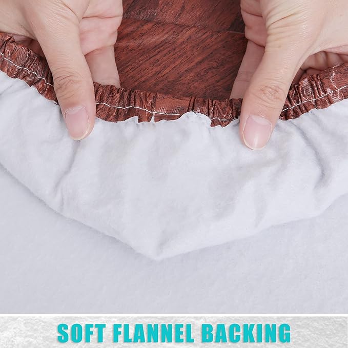 Smiry Rectangle Table Cloth Cover, Waterproof Elastic Fitted Picnic Tablecloth for 6 Foot Tables, Wipeable Flannel Backed Vinyl Tablecloths for Camping, Dining, Outdoor (Reddish Brown, 30" x 72")