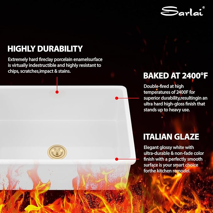 Sarlai 30 Inch White Undermount Kitchen Sink - Large Kitchen Sink Drop In 30"x18"x10" Dual Mount White Sinks Topmount Single Bowl Fireclay Basin with Custom Accessories
